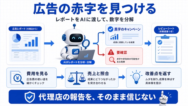Claude Codeで広告レポートを確認するイメージ